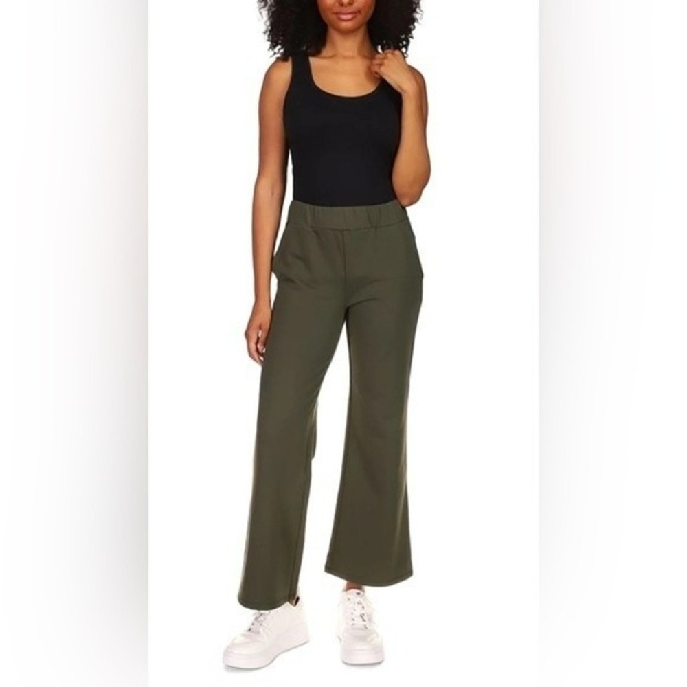 MICHAEL Michael Kors Terry Kick Flare Pants in Green, size Small